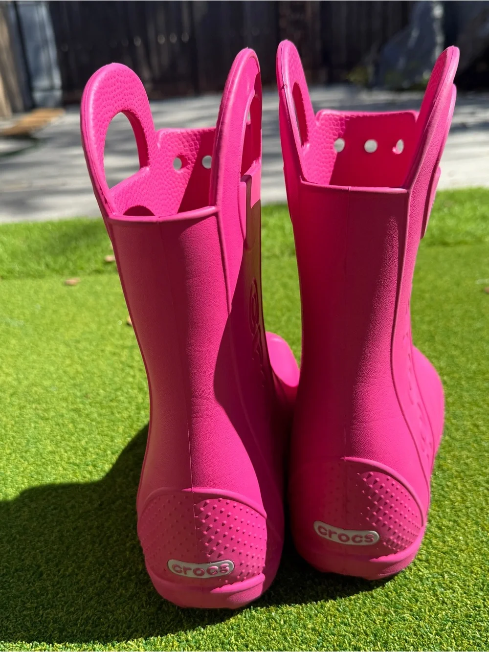 Crocs Handle It Rain Boots Kids J3 Hot Pink Fuchsia Waterproof 12803